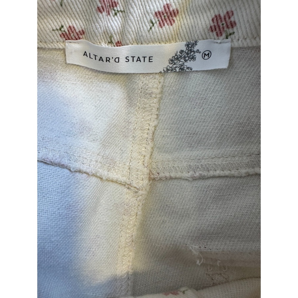 Altar'd State Ellis Floral Cargo Pants Cream Pink High Rise Wide Leg Size Medium - Picture 8 of 16
